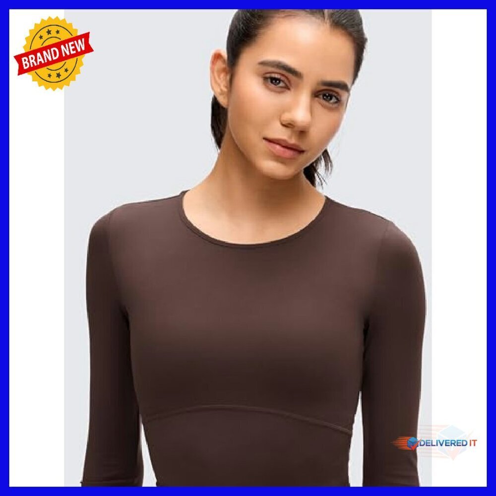 Butterluxe Scoop Neck Long Sleeve Crop Top - Slim Fit Athletic Shirt - Picture 5 of 5